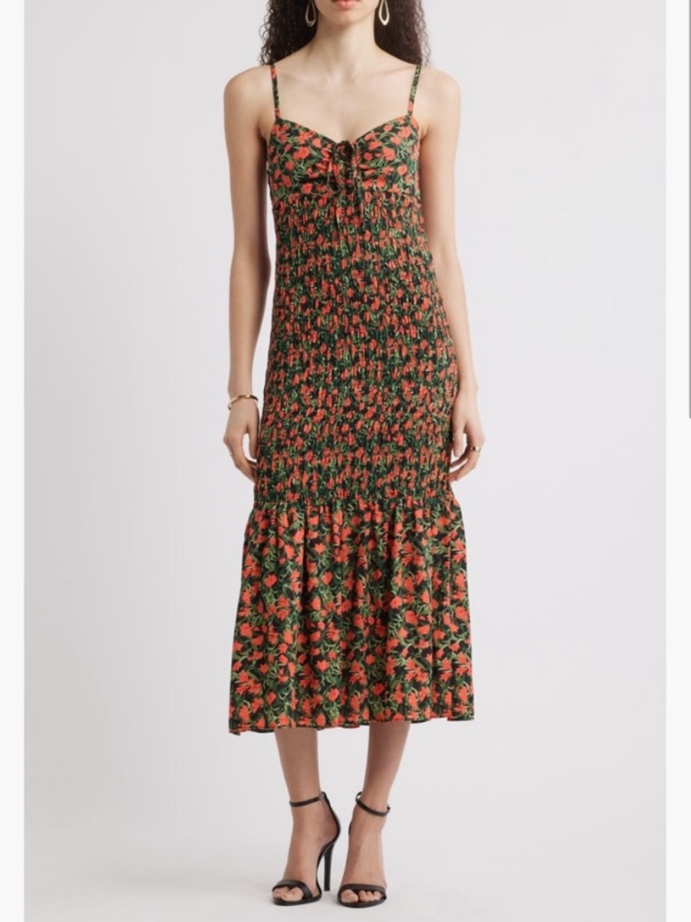 Chelsea28 smocked floral print midi dress